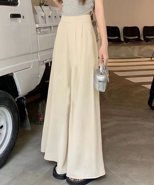 Miniministore（ミニミニストア）の「タック入りスカンツワイドパンツレディース（スラックス・レディース・ブラック/ベージュ/ライトブルー・M/L/S）」の11枚目の写真