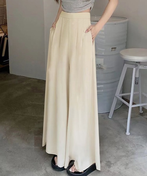 Miniministore（ミニミニストア）の「タック入りスカンツワイドパンツレディース（スラックス・レディース・ブラック/ベージュ/ライトブルー・M/L/S）」の12枚目の写真