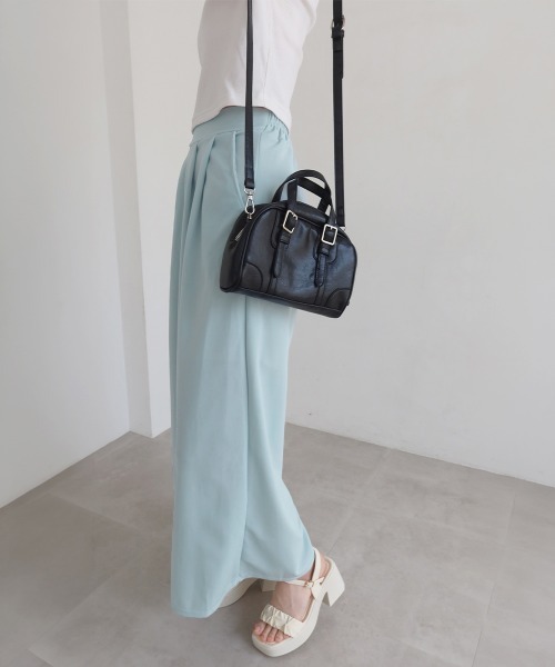 Miniministore（ミニミニストア）の「タック入りスカンツワイドパンツレディース（スラックス・レディース・ブラック/ベージュ/ライトブルー・M/L/S）」の17枚目の写真