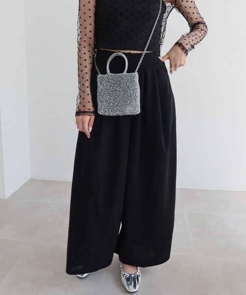 Miniministore（ミニミニストア）の「タック入りスカンツワイドパンツレディース（スラックス・レディース・ブラック/ベージュ/ライトブルー・M/L/S）」の19枚目の写真