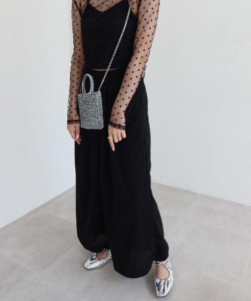 Miniministore（ミニミニストア）の「タック入りスカンツワイドパンツレディース（スラックス・レディース・ブラック/ベージュ/ライトブルー・M/L/S）」の20枚目の写真