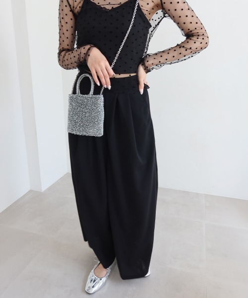 Miniministore（ミニミニストア）の「タック入りスカンツワイドパンツレディース（スラックス・レディース・ブラック/ベージュ/ライトブルー・M/L/S）」の21枚目の写真