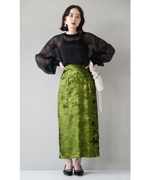 zootie（ズーティー）の「シアー×リブ ロングスリーブプルオーバー（シャツ/ブラウス・レディース・グレイッシュベージュ/ブラック/キャメル・フリー）」の4枚目の写真