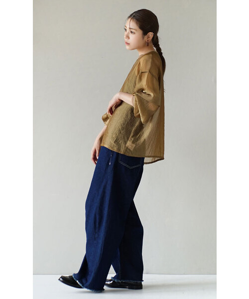 zootie（ズーティー）の「シアー×リブ ロングスリーブプルオーバー（シャツ/ブラウス・レディース・グレイッシュベージュ/ブラック/キャメル・フリー）」の12枚目の写真