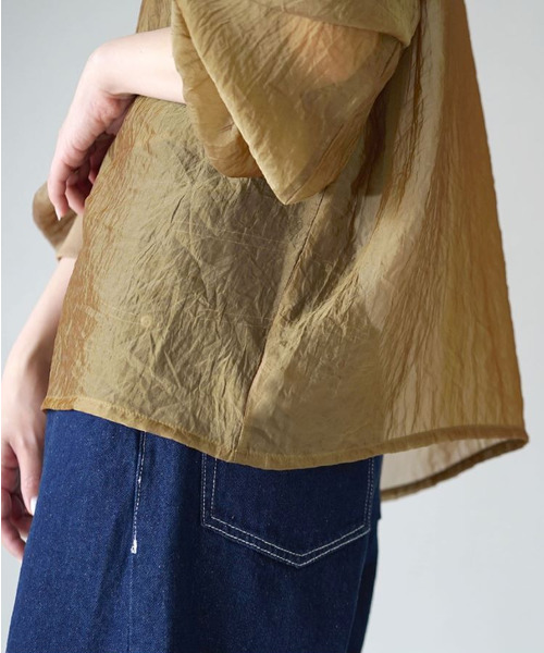 zootie（ズーティー）の「シアー×リブ ロングスリーブプルオーバー（シャツ/ブラウス・レディース・グレイッシュベージュ/ブラック/キャメル・フリー）」の14枚目の写真