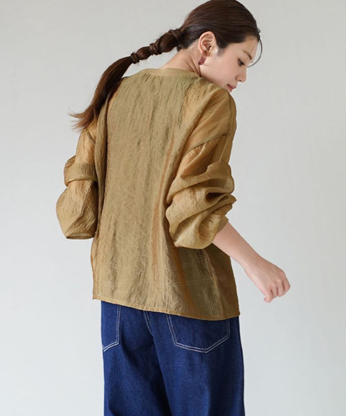 zootie（ズーティー）の「シアー×リブ ロングスリーブプルオーバー（シャツ/ブラウス・レディース・グレイッシュベージュ/ブラック/キャメル・フリー）」の15枚目の写真