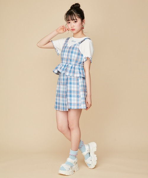 JENNI love（ジェニィラブ）の「【3点セット】ビスチェ付Tシャツ＋ショーパンセット（Tシャツ/カットソー・キッズ・サックスブルー/ラベンダー/ミント/ピンク・130cm/140cm/150cm/160cm）」の6枚目の写真