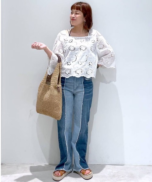 BAYFLOW（ベイフロー）の「２WAYスカラップレースプルオーバー（シャツ/ブラウス・レディース・カーキ/ブラック/オフホワイト・FREE）」の8枚目の写真
