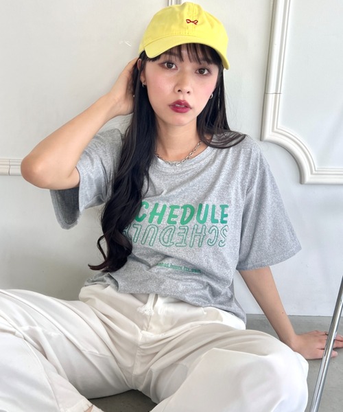 SOLLON.（ソルロン）の「配色ロゴプリントTシャツ（Tシャツ/カットソー・レディース・イエロー/ラベンダー/ブラック/グレー/ホワイト/ミント・FREE）」の4枚目の写真