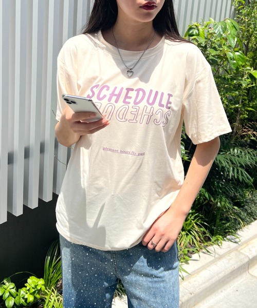 SOLLON.（ソルロン）の「配色ロゴプリントTシャツ（Tシャツ/カットソー・レディース・イエロー/ラベンダー/ブラック/グレー/ホワイト/ミント・FREE）」の6枚目の写真
