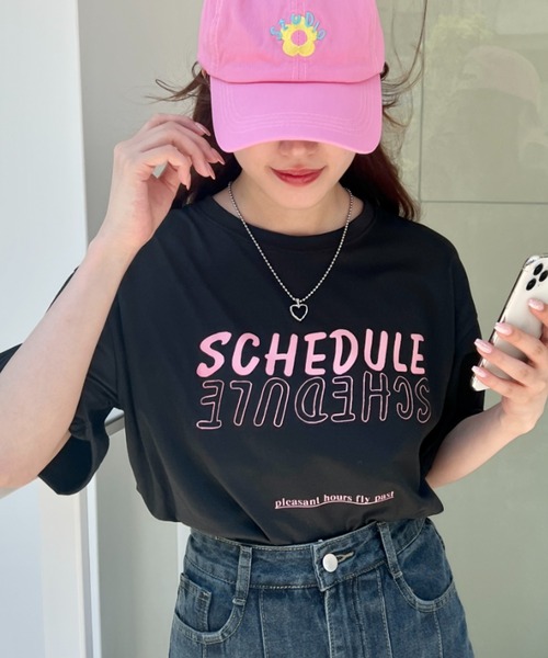 SOLLON.（ソルロン）の「配色ロゴプリントTシャツ（Tシャツ/カットソー・レディース・イエロー/ラベンダー/ブラック/グレー/ホワイト/ミント・FREE）」の3枚目の写真