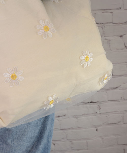 TONE SELECT GOODS(トーンセレクトグッズ)の「【float】フラワー 刺繍 レース エコバッグ/ショルダーバッグ/トートバッグ【A4サイズ収納可能】(トートバッグ・レディース・キナリ/ブラック・FREE)」の7枚目の写真
