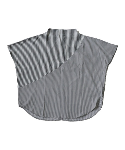 新品ビアズリー　ハイネックシャツ　ストライプ ハイネックストライプトップス（Tシャツ/カットソー）｜antiqua