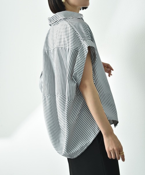INTERPLANET（インタープラネット）の「ストライプブラウス（シャツ/ブラウス・レディース・グリーン/グレー/ブルー・FREE）」の22枚目の写真