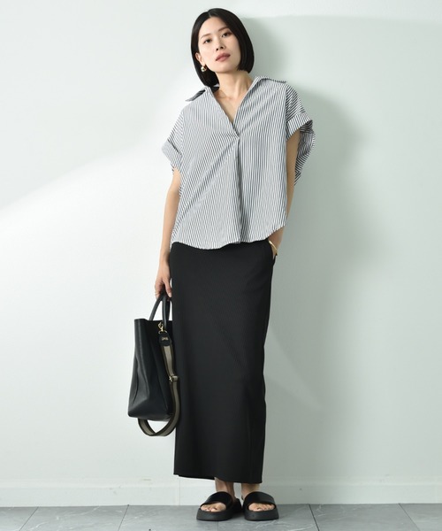 INTERPLANET（インタープラネット）の「ストライプブラウス（シャツ/ブラウス・レディース・グリーン/グレー/ブルー・FREE）」の18枚目の写真