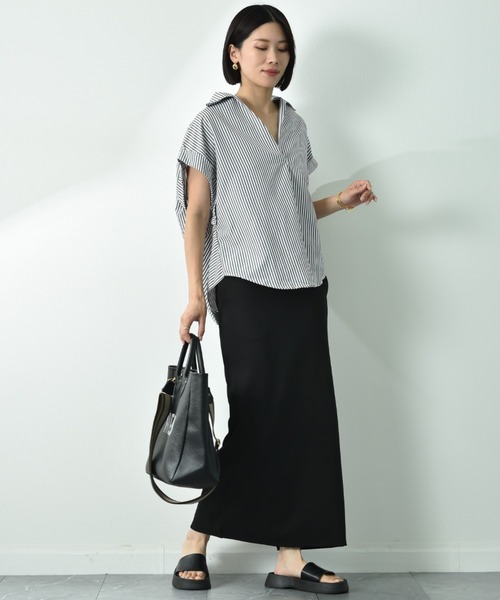 INTERPLANET（インタープラネット）の「ストライプブラウス（シャツ/ブラウス・レディース・グリーン/グレー/ブルー・FREE）」の17枚目の写真