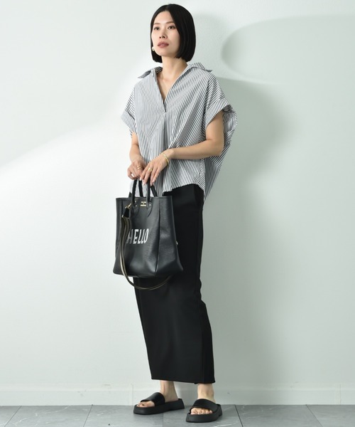 INTERPLANET（インタープラネット）の「ストライプブラウス（シャツ/ブラウス・レディース・グリーン/グレー/ブルー・FREE）」の15枚目の写真