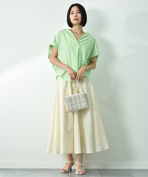 INTERPLANET（インタープラネット）の「ストライプブラウス（シャツ/ブラウス・レディース・グリーン/グレー/ブルー・FREE）」の9枚目の写真