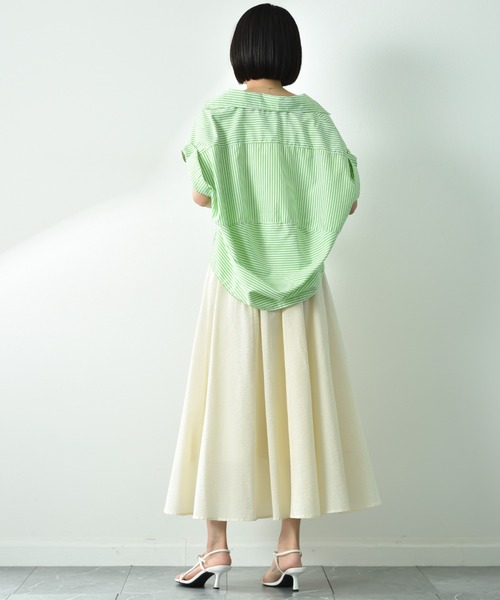 INTERPLANET（インタープラネット）の「ストライプブラウス（シャツ/ブラウス・レディース・グリーン/グレー/ブルー・FREE）」の7枚目の写真