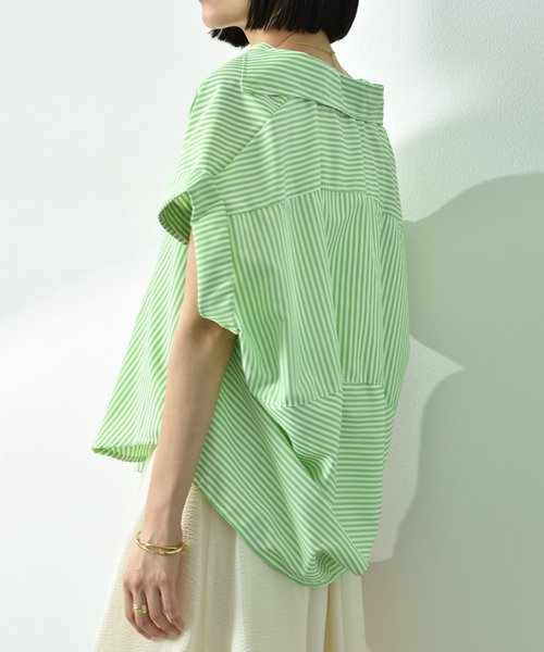 INTERPLANET（インタープラネット）の「ストライプブラウス（シャツ/ブラウス・レディース・グリーン/グレー/ブルー・FREE）」の13枚目の写真