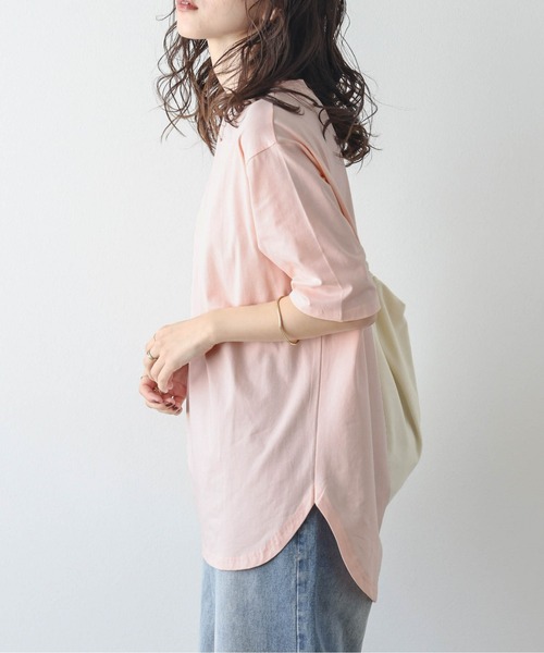 La-gemme（ラジェム）の「ラウンドヘムTシャツ（Tシャツ/カットソー・レディース・グレー/ブラック/イエロー/ピンク/ホワイト・フリー）」の5枚目の写真