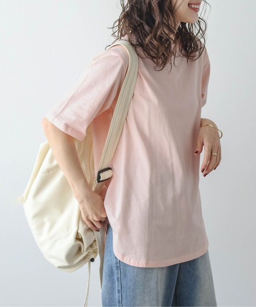 La-gemme（ラジェム）の「ラウンドヘムTシャツ（Tシャツ/カットソー・レディース・グレー/ブラック/イエロー/ピンク/ホワイト・フリー）」の18枚目の写真