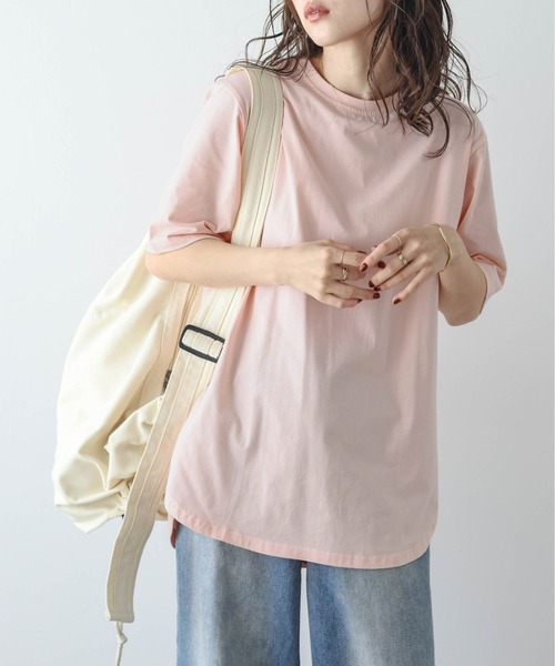 La-gemme（ラジェム）の「ラウンドヘムTシャツ（Tシャツ/カットソー・レディース・グレー/ブラック/イエロー/ピンク/ホワイト・フリー）」の17枚目の写真