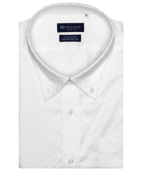 TOKYO SHIRTS(トウキョウシャツ)の「超形態安定ノーアイロン ボタンダウン 半袖ビジネスワイシャツ(大きいサイズ)(ビジネスシャツ・メンズ・ホワイト・首回り45cm/首回り47cm)」の1枚目の写真