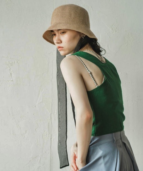 ORIENT MILLINERY（オリエント ミリナリー）の「KAJA【ｶﾊ】シアーリボンブレードクロッシェ（ハット・レディース・ナチュラル/モカ・FREE）」の6枚目の写真