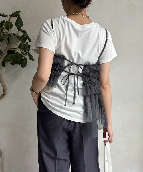 新品タグ付き　DouDou　チュールビスチェ セール】【WEB限定】チュールビスチェTEE（Tシャツ/カットソー