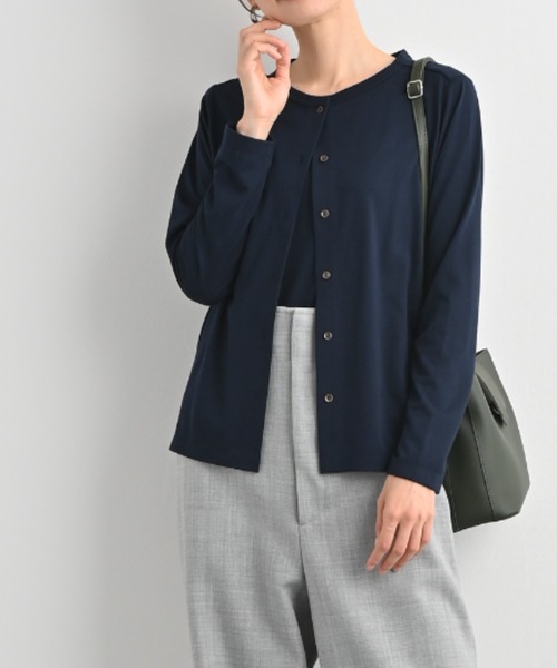 aunt lily(アントリリー)の「ドライレーヨン ラウンドカーディガン/ 長袖 ショート丈 春服 夏服 冷房対策 紫外線対策(カーディガン/ボレロ・レディース・ブラック/カーキ/ネイビー・S/M/L/3L/LL)」の3枚目の写真