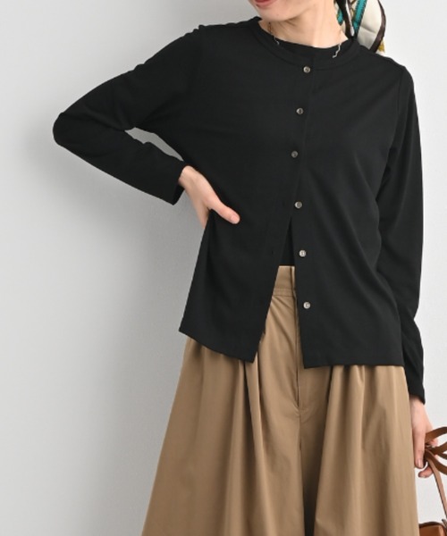 aunt lily(アントリリー)の「ドライレーヨン ラウンドカーディガン/ 長袖 ショート丈 春服 夏服 冷房対策 紫外線対策(カーディガン/ボレロ・レディース・ブラック/カーキ/ネイビー・S/M/L/3L/LL)」の4枚目の写真
