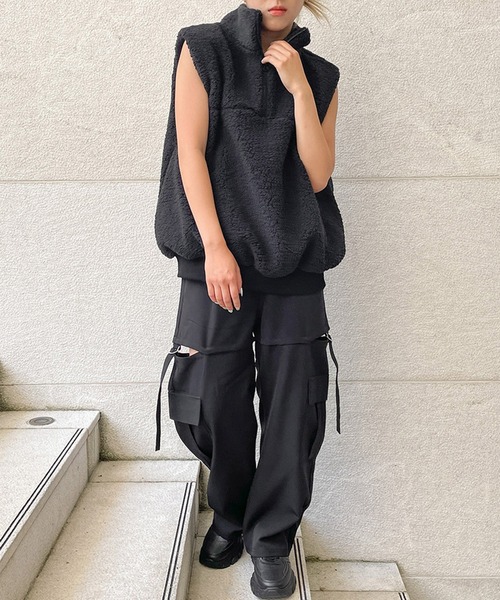 GORGE(ゴージ)の「《2WAY×カーゴポケット》レディース カーゴパンツ ロング&ハーフ切替 ウエストゴム オールシーズン(カーゴパンツ・レディース・ブラック・F)」の2枚目の写真