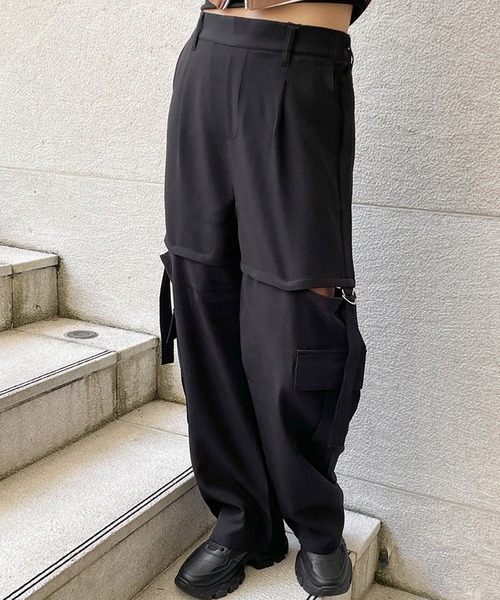 GORGE(ゴージ)の「《2WAY×カーゴポケット》レディース カーゴパンツ ロング&ハーフ切替 ウエストゴム オールシーズン(カーゴパンツ・レディース・ブラック・F)」の4枚目の写真