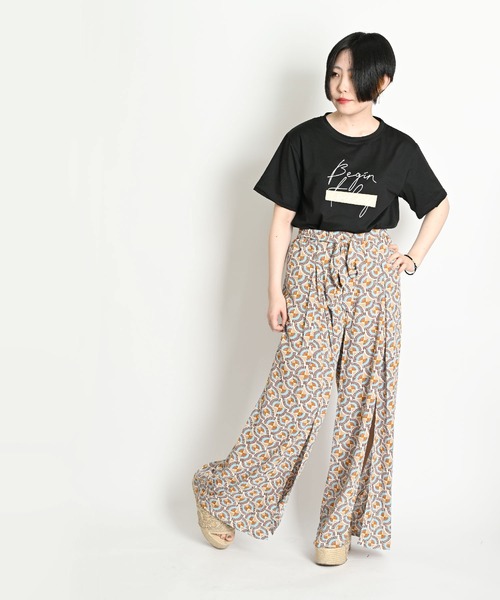 MARAI(マーライ)の「エスニック総柄 マキシ丈 フロントスリットワイドパンツ(その他パンツ・レディース・ベージュ・FREE)」の4枚目の写真