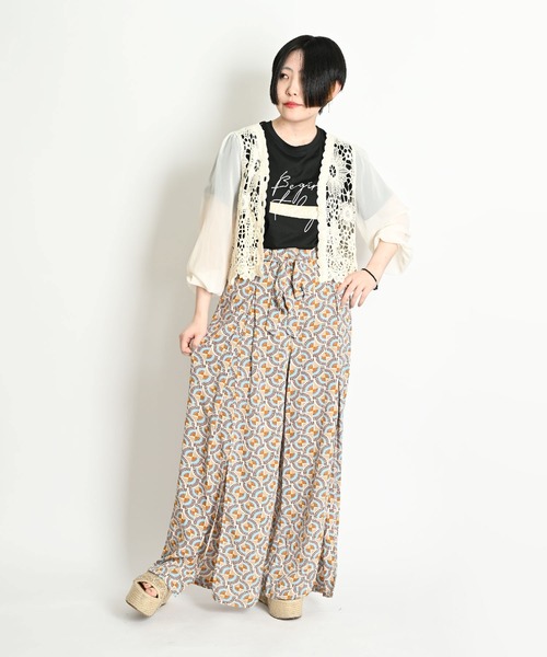 MARAI(マーライ)の「エスニック総柄 マキシ丈 フロントスリットワイドパンツ(その他パンツ・レディース・ベージュ・FREE)」の15枚目の写真