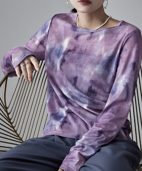 etoll.（エトル）の「ニュアンスチュールシャーリングPO（Tシャツ/カットソー・レディース・グリーン/パープル/ブラック・M）」の3枚目の写真