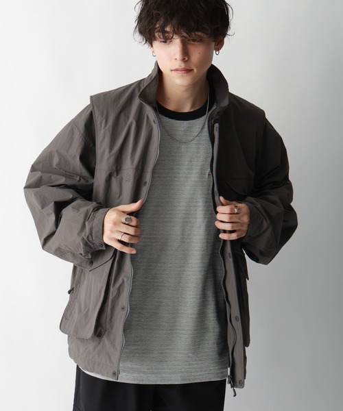 HM出品☆BTRO☆ジャケット☆ナイロンブルゾン 2WAYリバーシブル ナイロン×ボアドロストスタンドブルゾン MONO