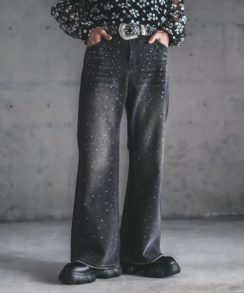 Shoowtime（ショウタイム）の「シャイニーストーンラメデザインワイドデニムパンツ（デニムパンツ・メンズ・ブラック系/ブルー系・MEDIUM/LARGE/X-LARGE/SMALL）」の13枚目の写真