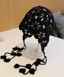 LADY LIKE（レディライク）の「サイドストラップクロシェ編みニット帽（ニットキャップ/ビーニー）」