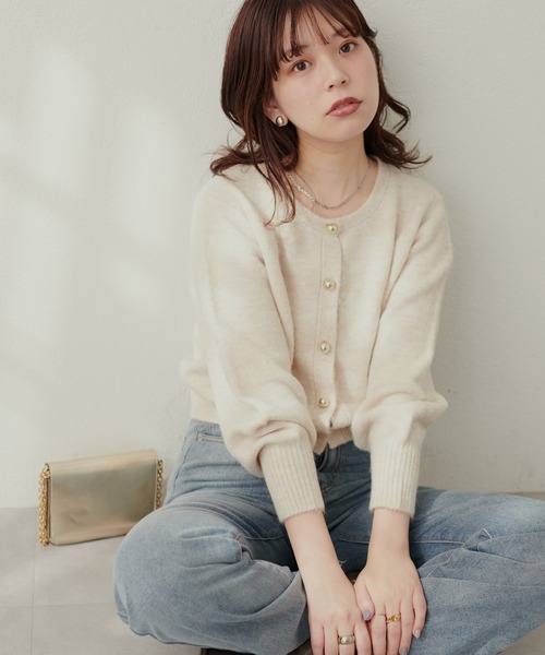 natural couture（ナチュラルクチュール）の「【ZOZO限定】ころりん釦クルーネックカーデ（カーディガン/ボレロ・レディース・モカ/オレンジ/ネイビー/ボルドー/オフホワイト/グレー/ブラック・FREE）」の10枚目の写真