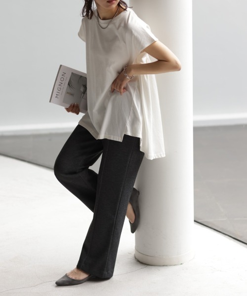 HUG.U（ハグユー）の「推し色見つかる 超楽カラーパンツ（スラックス・レディース・ベージュ/イエロー/レッド/グリーン/ブラック/グレー/ブルー/フューシャピンク・レギュラー丈/トール丈）」の11枚目の写真