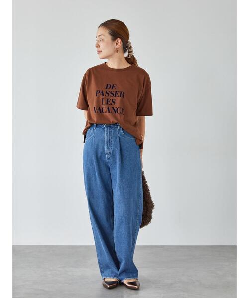 Lugnoncure(ルノンキュール)の「【接触冷感】ロゴプリントTシャツ(Tシャツ/カットソー・レディース・オフホワイト/ネイビー/ダークブラウン・F)」の6枚目の写真