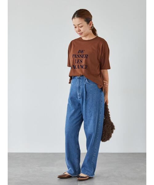 Lugnoncure(ルノンキュール)の「【接触冷感】ロゴプリントTシャツ(Tシャツ/カットソー・レディース・オフホワイト/ネイビー/ダークブラウン・F)」の5枚目の写真