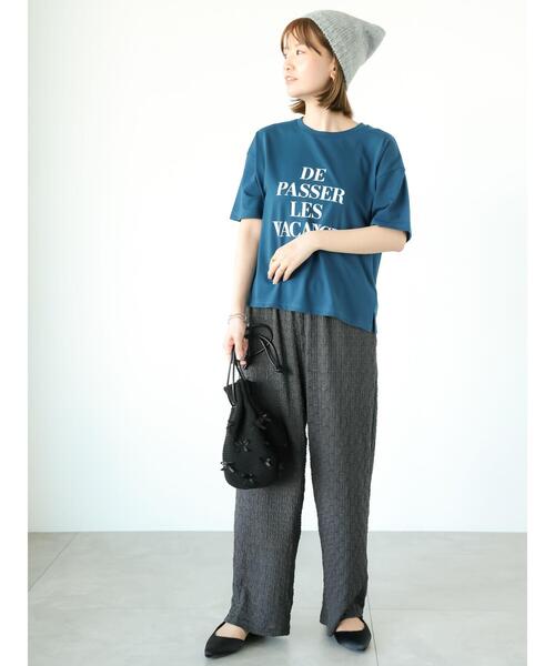 Lugnoncure(ルノンキュール)の「【接触冷感】ロゴプリントTシャツ(Tシャツ/カットソー・レディース・オフホワイト/ネイビー/ダークブラウン・F)」の12枚目の写真