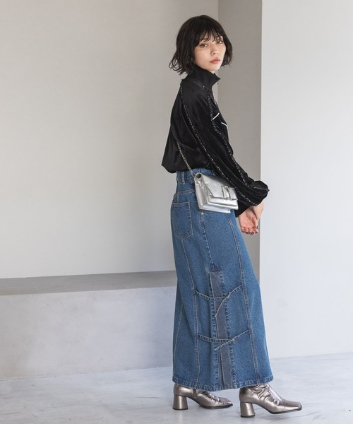 PAGEBOY（ページボーイ）の「ハーフZIPベロアトラックジャケット（ジャージ・レディース・ベージュ/ブラック/ターコイズブルー・FREE）」の6枚目の写真