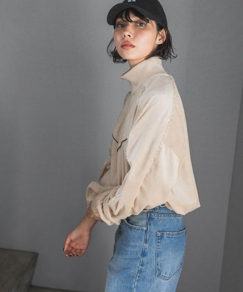 PAGEBOY（ページボーイ）の「ハーフZIPベロアトラックジャケット（ジャージ・レディース・ベージュ/ブラック/ターコイズブルー・FREE）」の12枚目の写真