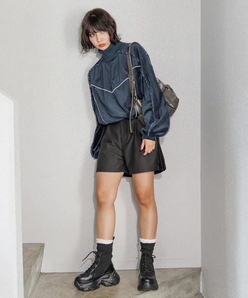 PAGEBOY（ページボーイ）の「ハーフZIPベロアトラックジャケット（ジャージ・レディース・ベージュ/ブラック/ターコイズブルー・FREE）」の15枚目の写真