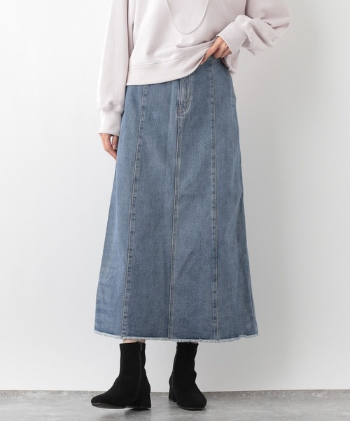 GLOBAL WORK（グローバルワーク）の「GOODデニムナロースカート/118369（デニムスカート・レディース・ブルー/グレー/ネイビー・MEDIUM/LARGE）」の3枚目の写真