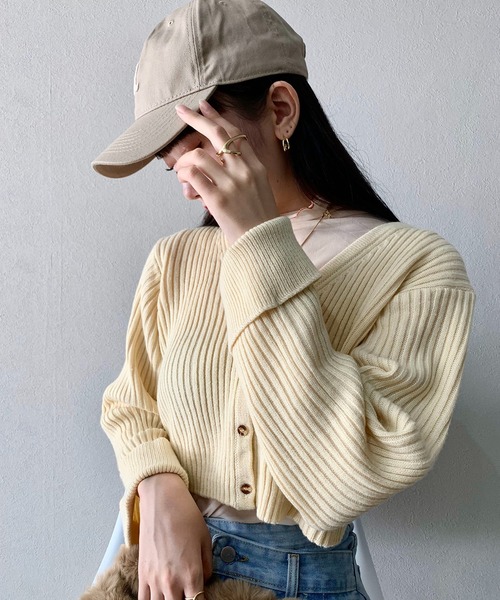 SHEPP(シープ)の「ハイネックフリルシアートップス アンサンブルニット(ニット/セーター・レディース・アイボリー/ブラウン/ベージュ・F)」の4枚目の写真